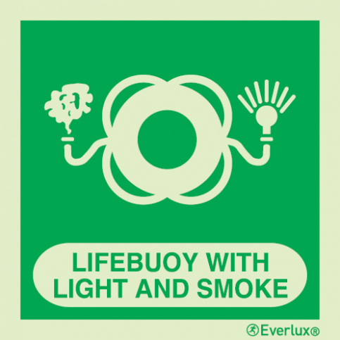 Lifebuoy with light and smoke IMO sign with supplementary text |IMPA 33.4109 - S 02 60