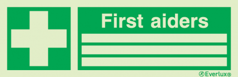 First aiders list sign with supplementary text - S 03 41