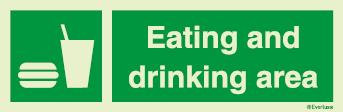 Eating and drinking area sign with supplementary text | IMPA 33.4186 - S 03 58