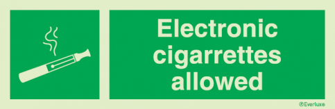 Electronic cigarettes allowed sign with supplementary text - S 03 59