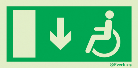 Reduced mobility people escape route sign -progress down from here - S 04 83