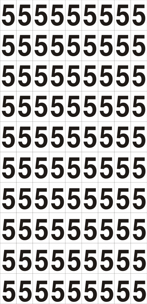 A4 sheet with 90 numbers (Number 5) - S 14 05