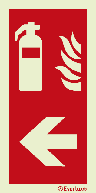Fire extinguisher sign with left directional arrow - S 16 52
