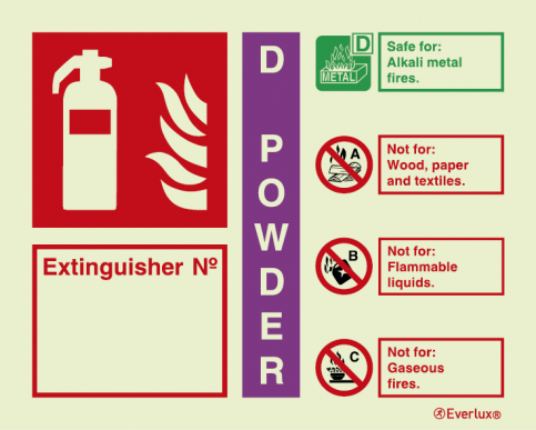 D powder extinguisher agent ID sign with number - landscape - S 17 96
