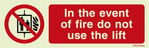In the event of fire do not use the lift - prohibition sign - S 18 39