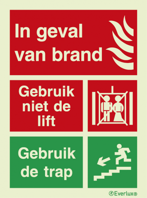 Lift - In case of fire do not use the lift - NL sign - S 18 50