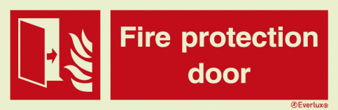 Fire protection door sign with supplementary text - S 19 45