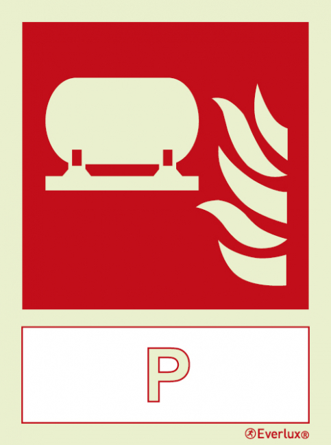 Fixed fire-extinguishing installation sign with with integrated Powder fire extinguishing agent ID sign - S 23 47