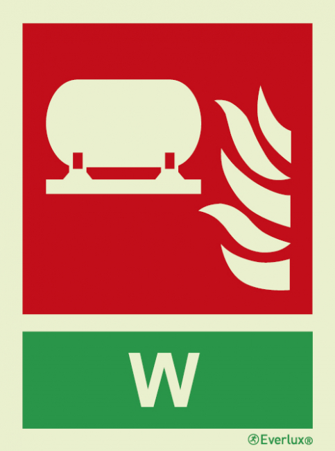 Fixed fire-extinguishing installation sign with with integrated Water fire extinguishing agent ID sign - S 23 48