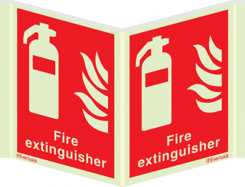 Fire extinguisher sign with supplementary text | IMPA 33.6500 - S 25 71