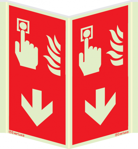 Fire alarm call point sign with downward arrow - S 26 08