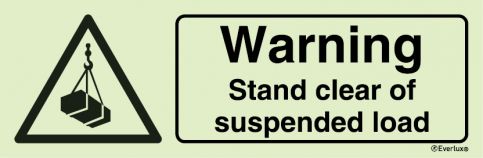 Warning - Stand clear of suspended load sign with supplementary text - S 30 31