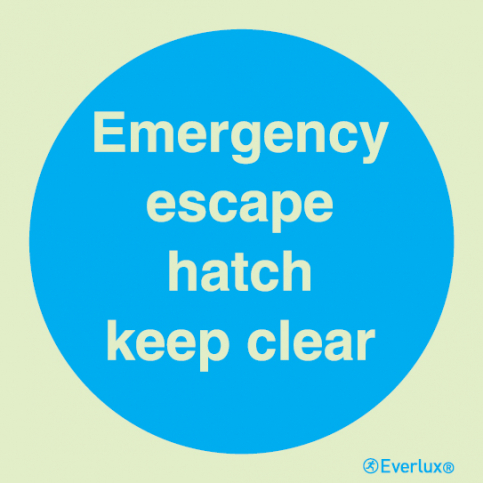 Emergency escape hatch keep clear sign | IMPA 33.5800 - S 34 00