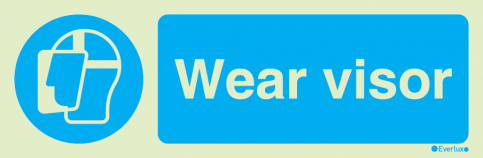 Wear visor mandatory action sign with supplementary text - S 35 40