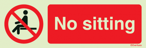 No sitting - prohibition action sign with supplementary text - S 38 86