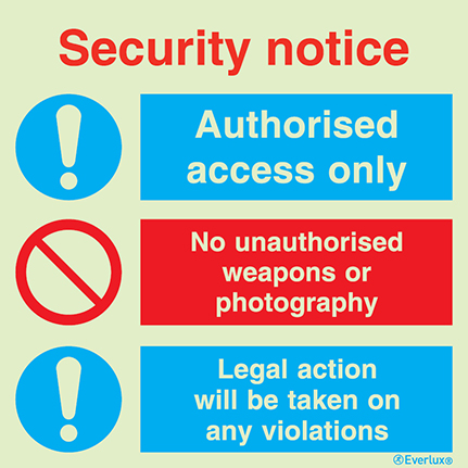 Security notice - mandatory and prohibition sign | IMPA 33.3139 - S 40 73