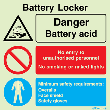 Battery locker - warning, prohibition and mandatory sign | IMPA 33.3123 - S 41 02