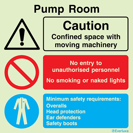 Pump room - warning, prohibition and mandatory sign | IMPA 33.3137 - S 41 13