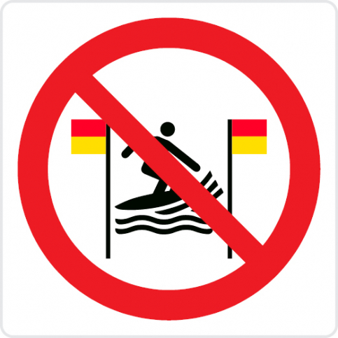 No surfing between the red-and-yello flags - prohibition sign - S 45 22