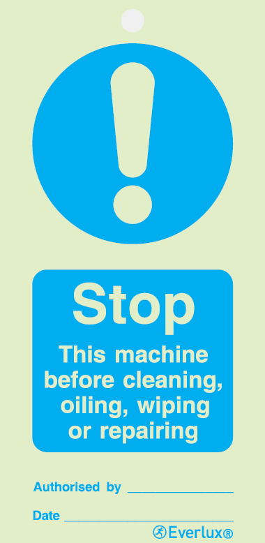Stop this machine before cleaning - mandatory temporary tie tag - S 47 82