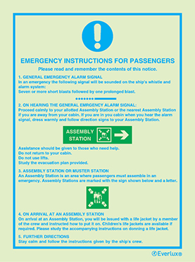 Emergency instructions for passengers | IMPA 33.5901 - S 61 05