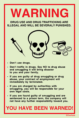 Warning - Drug use and drug trafficking are illegal and will be severely punished | IMPA 33.1541 - S 63 63