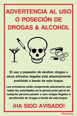 Advertencia al uso o poseci&oacute;n de drogas &amp; alcohol - Procedimientos de acuerdo com el C&oacute;digo IDS - S 64 89